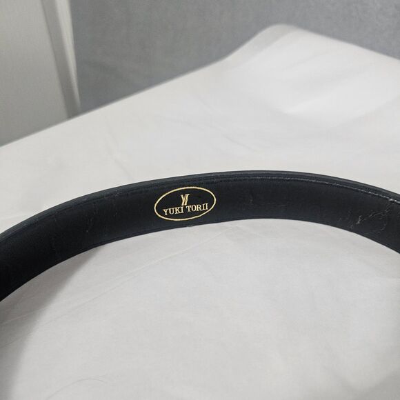 YUKI TORII Leather Belt with Brass Buckle Gray 25-27\
